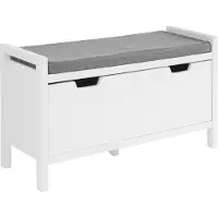 SoBuy Schoenenbank met 2 laden - Max. 150 kg - 91 x 30 x 50 cm - Wit/ Grijs