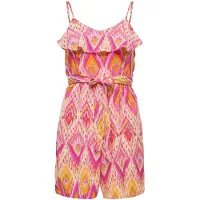 ONLY KIDS GIRL playsuit KOGSCARLETT met all over print roze/geel Meisjes Viscose Ronde hals - maat 164