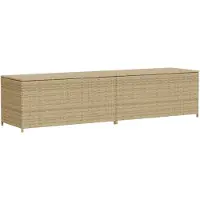 vidaXL Tuinbox met wielen 469 L poly rattan gemengd beige