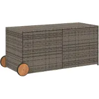 vidaXL Tuinbox met wielen 283 L poly rattan grijs