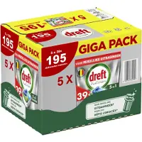 Dreft 5x Vaatwastabletten Platinum All In One Original 39 Stuks