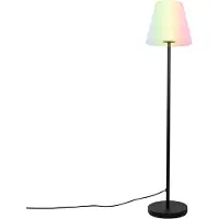 QAZQA Slimme vloerlamp zwart met witte kap 35 cm IP65 incl. WiFi A60 - Virginia