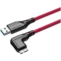 Mathorn Tethering kabel USB-A naar Micro USB-B Right angle Magenta 5m