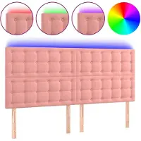 vidaXL Hoofdbord LED 160x5x118/128 cm fluweel roze