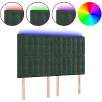 vidaXL Hoofdbord LED 144x5x118/128 cm fluweel donkergroen