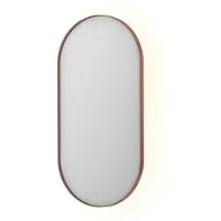 Ink SP21 Spiegel Ovaal In Kader 50x100cm Indirecte LED - Geborsteld Koper - Glas - Ovaal - Spiegels, Badkamerspiegels - 8718835159696