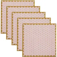 SANTEX feest servetten - stippen - 100x stuks - 25 x 25 cm - papier - roze/goud - Feestservetten