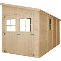 Timbela M340 - Houten tuinhuis - 7,94 m² - 416x216xH243 cm - zonder vloer en zonder zijwand (totaal 3 wanden)