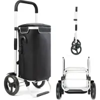 Shoppingcruiser Shoppingcruiser‘Allround’Boodschappentrolley BoodschappenwagenMetKoelvak AfneembareTas Waterafstotend Zwart