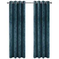 LW Collection | Kant en klare gordijnen Maan velvet fluweel blauw 290x270 cm gordijnen | NADUVI