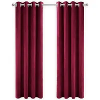 LW Collection | Kant en klare gordijnen Lewy velvet fluweel rood 290x245 cm gordijnen | NADUVI