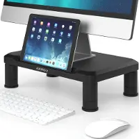 Acropaq Monitor Stand - Ergonomic, Adjustable, 3 Heights - Monitor Raiser - Black - AR322