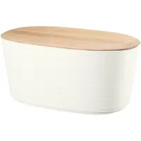 Guzzini Bread Bin W/Bamboo Breadboard Top Tierra Milk White