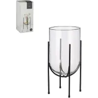 Mica Decorations Jamey Vaas - 21x21x40 cm - Glas - Zwart