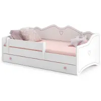 KOBI Kinderbed - roze wit - met lade - 160x80 cm - incl. matras