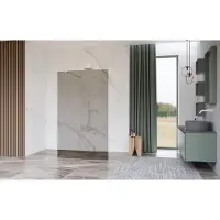 FortiFura Galeria Vrijstaande Inloopdouche - 100x200cm - Rookglas - antikalk - 8mm veiligheidsglas - wandsteunen - Wit mat SW927768 2x/SW797940