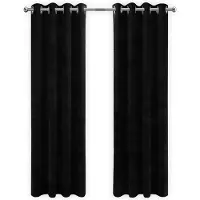 LW Collection | Kant en klare gordijnen Lewy velvet fluweel zwart 290x245 cm gordijnen | NADUVI