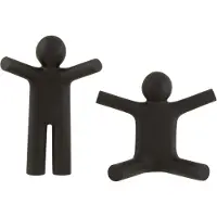 J-Line P'tit Maurice kapstok - kunststof - zwart - 2 stuks - woonaccessoires