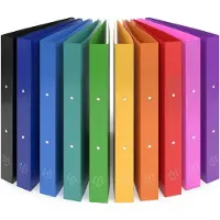 Acropaq - 10 x Ring binder A4 - With 2 rings, Back width 3,5 cm, Rainbow, 'Nature' color collection