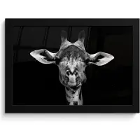 PosterMonkey Poster - Fotolijst - Giraffe - Dieren - Portret - Zwart - Posters zwart wit - Wanddecoratie - 30x20 cm