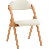 SoBuy Houten Klapstoel met Gestoffeerde Zitting - 47x57x79 cm - Beukenhout - Wit
