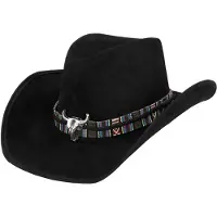 Boland party Carnaval verkleed cowboy hoed Rodeo - zwart - volwassenen - polyester - Verkleedhoofddeksels