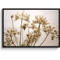 PosterMonkey Fotolijst incl. Poster - Droogbloemen - Beige - Wit - Planten - 120x80 cm - Posterlijst