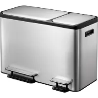 EKO - EcoCasa Recycler pedaalemmer 24+12 liter - stainless steel plastic - mat RVS - Prullenbak