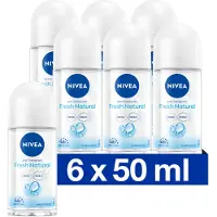 Nivea Fresh Natural Anti-transpirant Deo Roller - 48 uur bescherming - Deodorant Met Oceaanextracten - Antibacterieel - 6 x 50 ml - Voordeelverpakking