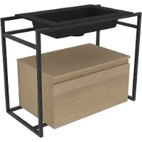 Ink Kraft Meubelwastafel 70x45cm Quartz - 1 Kraangat - Zwart - 8718835021498 - Rechthoekig - Wastafels, Meubelwastafels