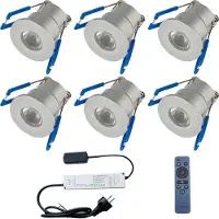 Velvalux LED Veranda Spot Complete Set - - 6 Stuks - 3W - Natuurlijk Wit 4000K - Dimbaar - Waterdicht IP65 - Inbouw - Rond - Mat Zilver - Aluminium - 12V