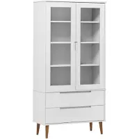 vidaXL Vitrinekast MOLDE 90x35x175 cm massief grenenhout wit