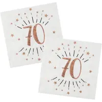 SANTEX Verjaardag feest servetten leeftijd - 20x - 70 jaar - rose goud - 33 x 33 cm - Feestservetten
