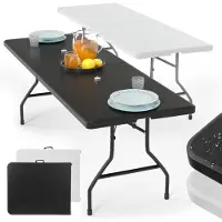 Jago - draagbare en inklapbare tuintafel - camping tafel - vouwtafel - 183 x 76 x 74 cm - Zwart