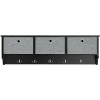 SoBuy Kapstok met 3 manden en 5 haken, zwart