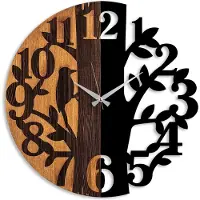 Opviq , Houten klok - model 71, Wandklok, Notenhout, Metaal, 56 x 56 cm