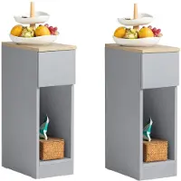 SoBuy Lot de 2 Tables de Chevet Fines Gris
