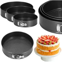 Springos Taartvormen - - Set van 3 ronde platen - Diamenters 23, 25, 27 cm - Anti-aanbak - Staal