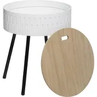 Atmosphera Créateur d'intérieur® Atmosphera Scandinavische bijzettafel wit met opbergruimte - Dia 38.5 Hoogte 45.5 - salontafel