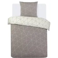 Vision Home VISION Hugo - Tweezijdig omkeerbaar Dekbedovertrekset - 100% katoen: zacht en soepel - Eenpersoons - Dekbedovertrek 140 x 200 cm met 1 bijhorende sloop - Beige - Oekotex gecertificeerd