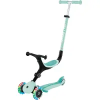 Globber Meegroeistep - Go up Active Lights Mint - munt - lichtgevende wielen - met duwstang - in hoogte verstelbaar - vanaf 15 maanden tot 9 jaar