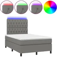 vidaXL Boxspring met matras en LED stof donkergrijs 120x190 cm