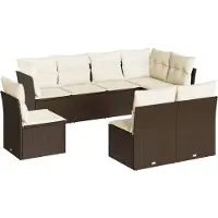 vidaXL 8-delige Loungeset met kussens poly rattan bruin