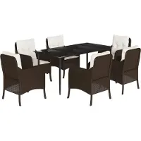vidaXL 7-delige Tuinset met kussens poly rattan bruin