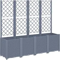 vidaXL Plantenbak met latwerk 160x40x140 cm polypropeen blauwgrijs