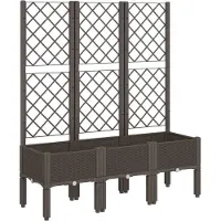 vidaXL Plantenbak met latwerk 120x40x142 cm polypropeen bruin