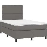 vidaXL Boxspring met matras kunstleer grijs 120x190 cm