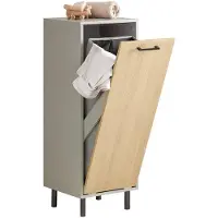 SoBuy Wasmand kastje - Lage kast - 31.5 x 30 x 86cm - Grijs