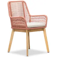 BUITEN living Padua dining tuinstoel | touw + hardhout | terra 1 persoon