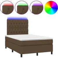 vidaXL Boxspring met matras en LED stof donkerbruin 120x190 cm